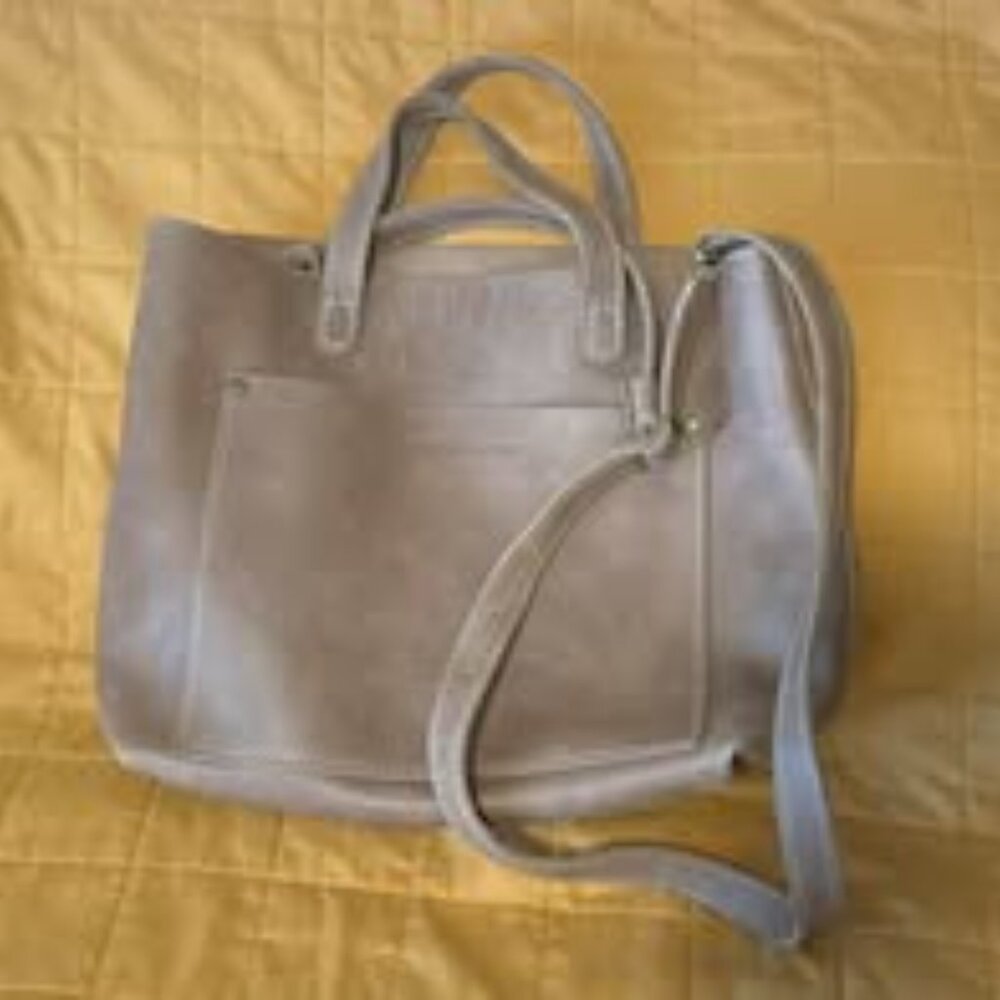 Portland Leather Goods Medium Crossbody Tote in Cappucino **RARE**